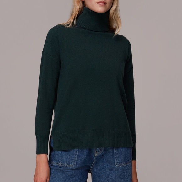 Whistles Dark Green Cashmere Turtleneck Sweater Small - Picture 3 of 9